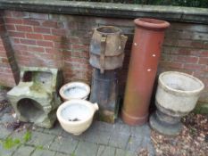 Chimney Pots and other stoneware reclamation - seven items to include chimney pots,