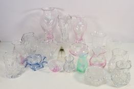 A collection of glassware comprising vases, jugs and similar to include Caithness and other,