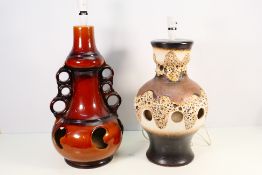Two large West German pottery lamp bases