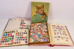 Three albums and a box of loose GB and f
