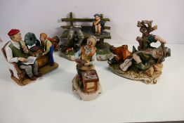Four Capodimonte figures / groups (one A/F), largest approximately 33 cm (l).