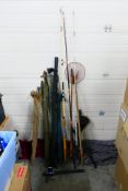 A collection of fishing rods and accesso