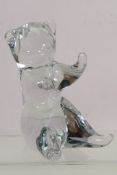 An FM Ronneby, Sweden clear glass bear figure, signed to the base, approximately 14 cm (h).