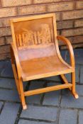 A child's rocking chair with image of Teddy bear and rabbit, 44 cm (h).