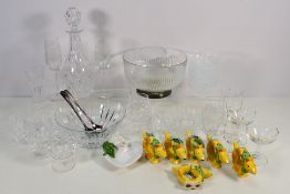 A quantity of ceramics and glassware to include a decanter,