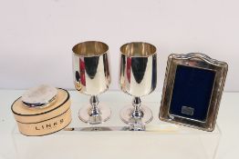 Lot to include a small silver mounted easel back photograph frame, 13 cm x 9 cm,
