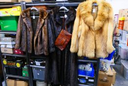 Three fur coats / jackets, largest approximately 120 cm (l),
