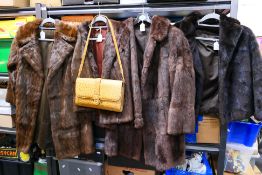 Four fur coats / jackets, one with maker's label for Blaiwais,