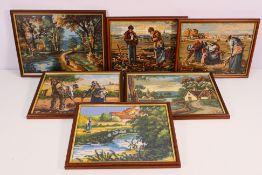 A collection of framed embroidery pictures, various image sizes.
