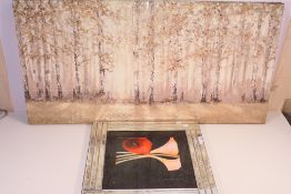 A large, unframed print on canvas after