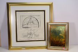 A framed oil on board painting by Zambian artist Lawrence Yombwe,