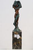 Miguel Fernando Lopez (Milo) - A bronze figure depicting a draped female with arms aloft stood on a