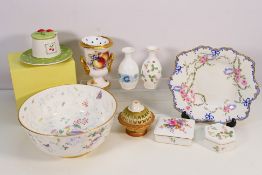 A mixed lot of ceramics to include large Coalport bowl in the Tulip Tree pattern,