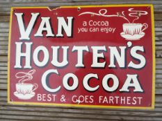 Enamel Advertising Sign - an early 20th century rectangular pictorial sign, Van Houten's Cocoa,