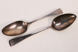 Two Georgian silver table spoons, both of London assay,