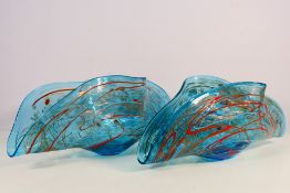 A large pair of Italian glass centrepieces,