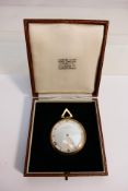 A 9ct gold cased pocket watch, Roman numerals to a dial signed Goldsmiths & Silversmith Co Ltd,