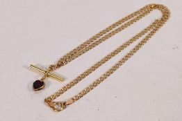 A 9ct gold necklace, 46 cm (l) with plated T bar and pendant, approximately 4.9 grams.