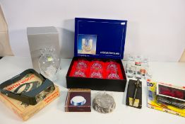 Lot to include boxed glassware, a boxed Vigor Vision Visor and other.