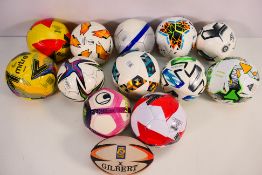 Thirteen miniature replica football and
