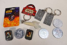 Star Wars - Lot to include pin badges, keyrings and collector medallions.