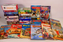 Vintage annuals and similar comprising The Victor Book For Boys and Rupert The Bear and a quantity