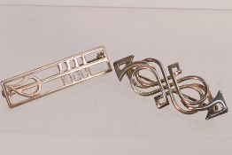 A Scottish silver Art Nouveau style brooch by Carrick Jewellery Ltd and a Celtic design brooch by