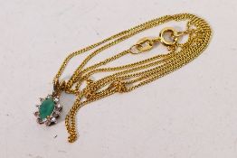 A 9ct yellow gold, stone set pendant and