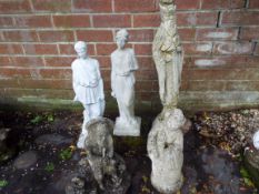 Garden Stoneware - a vintage group of 4 figures as illustrated, weathered, heights vary up to 70 cm,