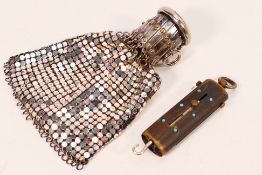 Lot to include a mesh coin purse with expanding / concertina neck and hinged lid and a combination