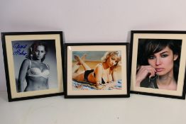 James Bond 007 - Three signed photographic images of Bond girls comprising Ursula Andress as Honey
