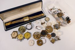 A collection of wristwatches, watch parts, small pocket watch and other.