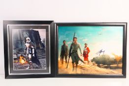 Star Wars - Two signed photographic images comprising Gwendoline Christie as Captain Phasma and