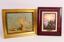 A framed oleograph and a framed Thomas K