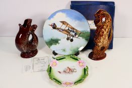 A small quantity of ceramics to include a Fosters Pottery seahorse jug,