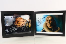 Star Wars - Two signed photographic images from Return Of The Jedi comprising Jabba The Hutt and