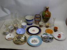 Mixed ceramics and glassware to include a pair of Royal Crystal Rock candlesticks, vase and similar.
