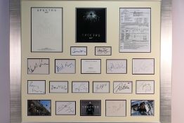 James Bond 007 - A signed display montage for the film Spectre with facsimile Call Sheet,