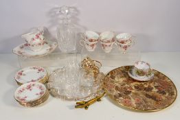 Ceramics and glassware to include decanter and glasses, Royal Albert Kentish Rockery,