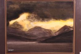 An atmospheric pastel landscape scene, signed by the artist Chris Jones and dated (19)89,