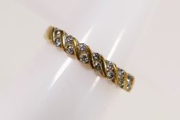 A 9ct yellow gold stone set ring, size Q, approximately 2.2 grams.