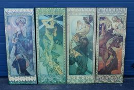 Alphonse Mucha - Four prints on board after Alphonse Mucha,
