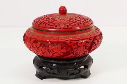 A 20th century cinnabar lacquer lidded p