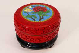 A 20th century cloisonne and cinnabar la