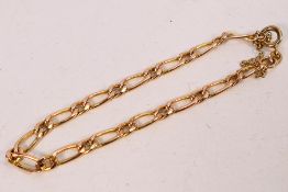 A 9ct yellow gold bracelet, 18 cm (l), with safety chain, approximately 2.9 grams.