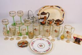 A mixed lot of ceramics and glassware to include Japanese tea wares,