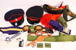 Military uniform and insignia including two Princess Of Wales Royal Regiment caps with cap badges,