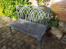 Garden Furniture - a two-seater garden bench seat, metal, black, 1.