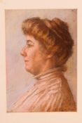 Attributed to Jessie McGeehan - A pastel portrait of a lady in profile, unsigned,