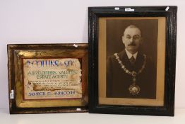 A vintage sign for P Collins & Son, Auctioneers, Valuers, Estate Agents, 56 High Street,